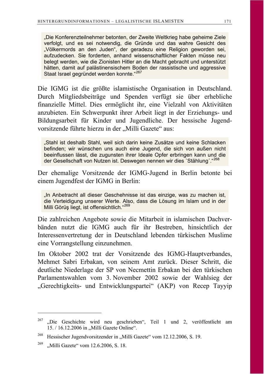 Seite 184 des Verfassungsschutzbericht 2008 Berlin