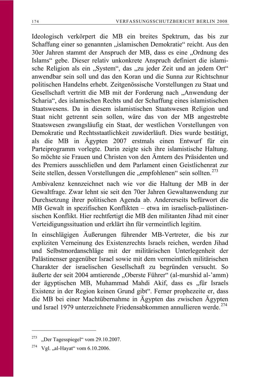 Seite 187 des Verfassungsschutzbericht 2008 Berlin