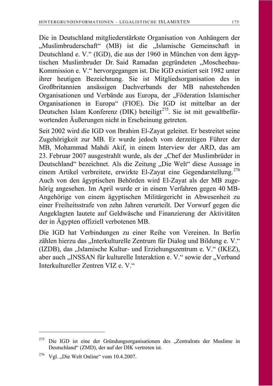 Seite 188 des Verfassungsschutzbericht 2008 Berlin