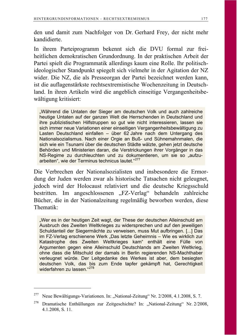 Seite 190 des Verfassungsschutzbericht 2008 Berlin