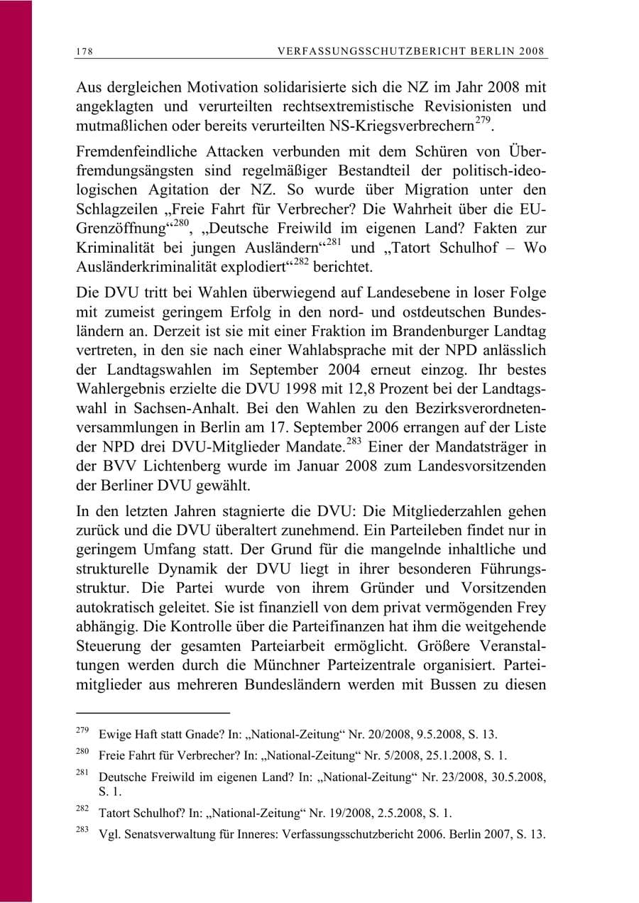 Seite 191 des Verfassungsschutzbericht 2008 Berlin