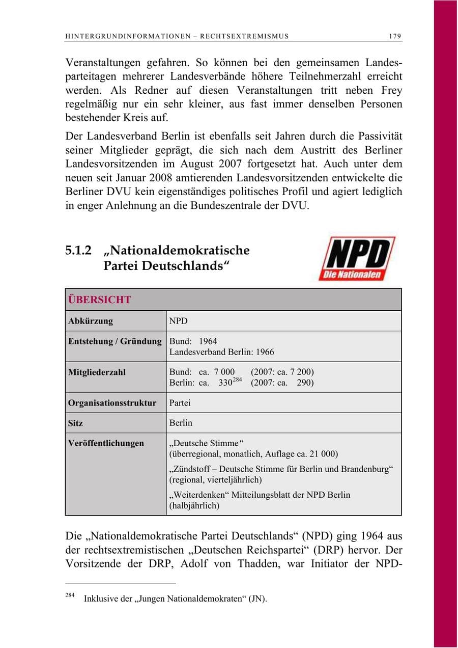 Seite 192 des Verfassungsschutzbericht 2008 Berlin