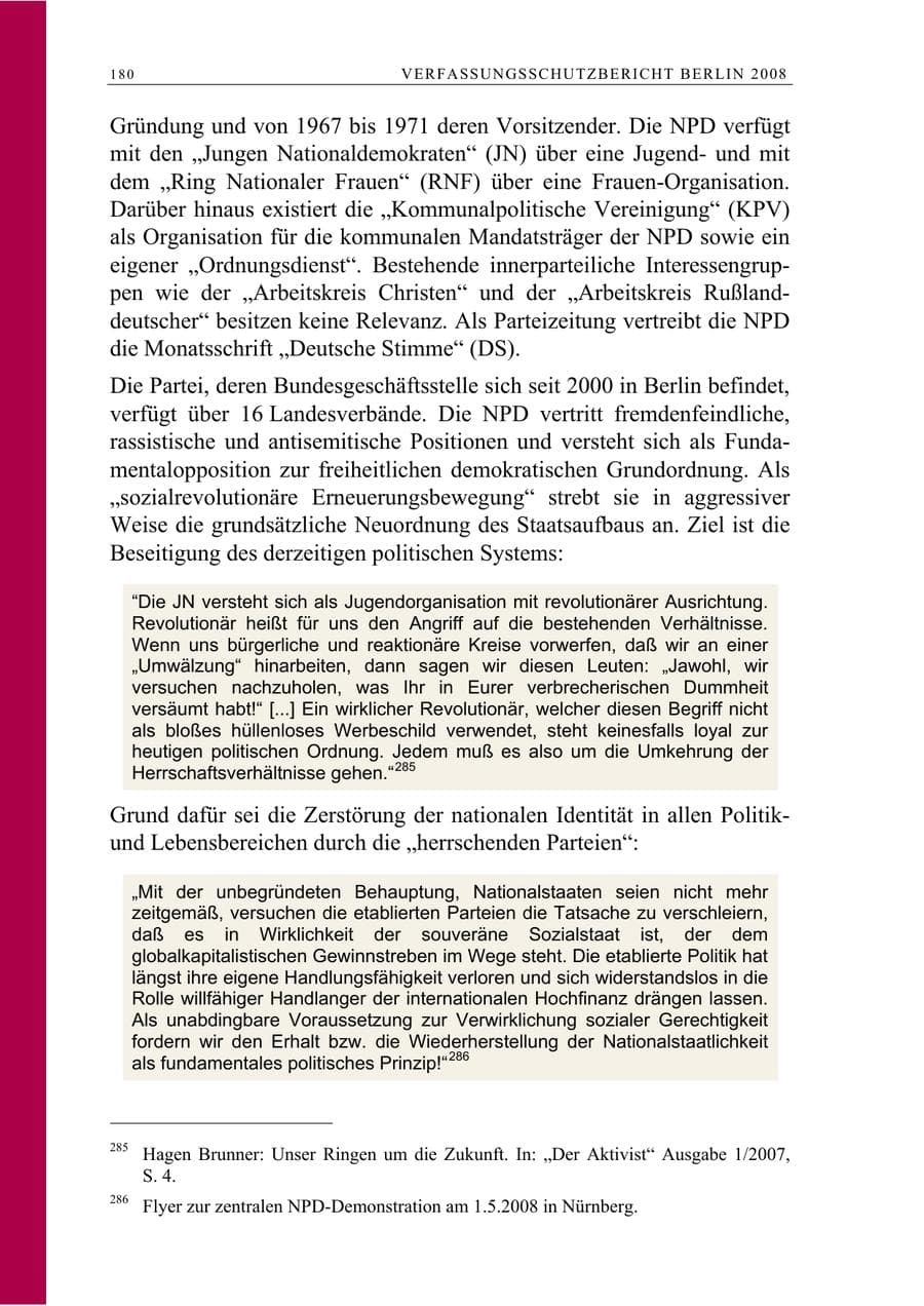 Seite 193 des Verfassungsschutzbericht 2008 Berlin