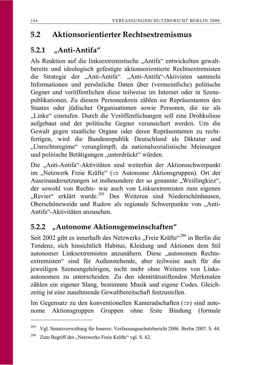 Seite 197 des Verfassungsschutzbericht 2008 Berlin