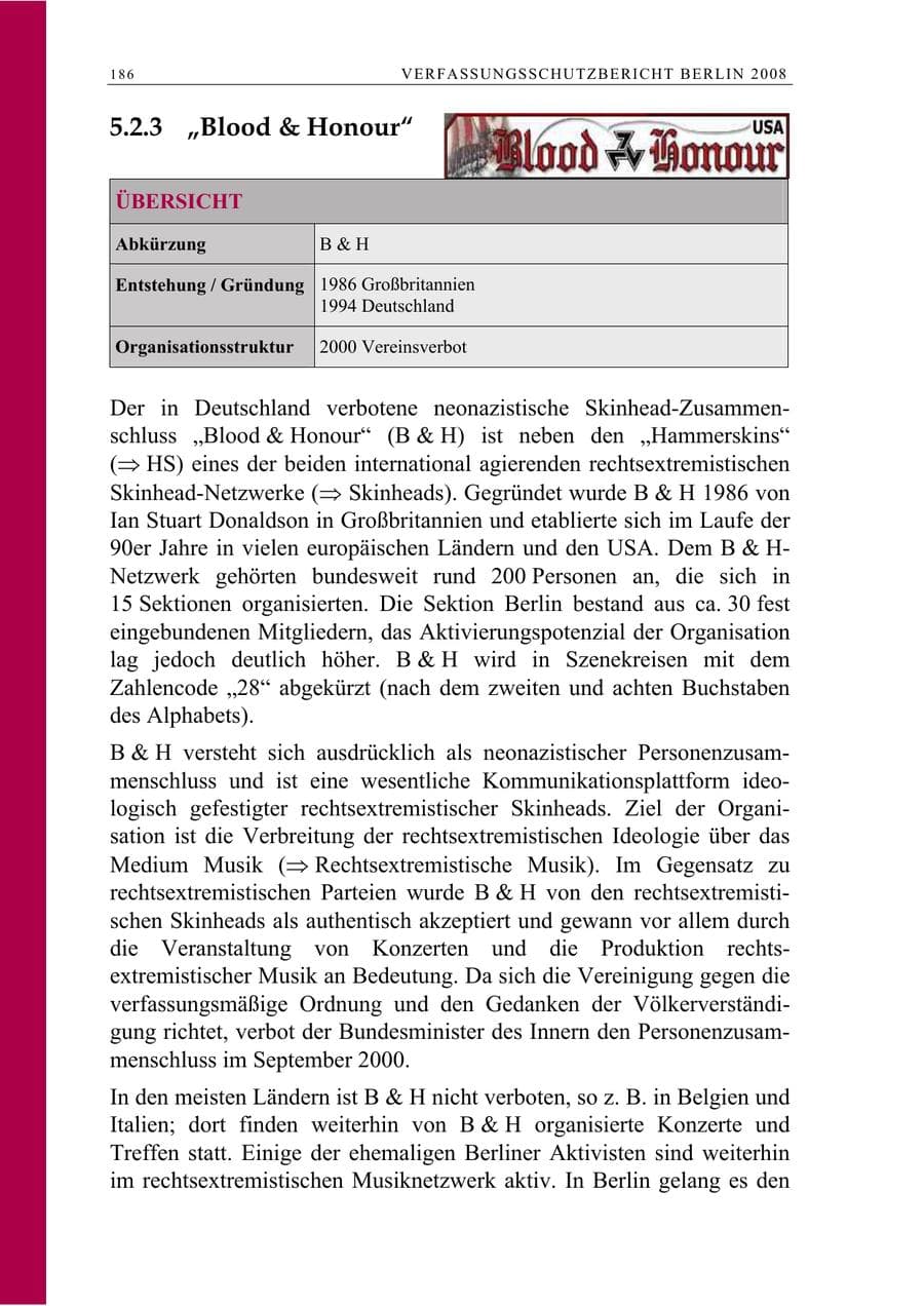 Seite 199 des Verfassungsschutzbericht 2008 Berlin