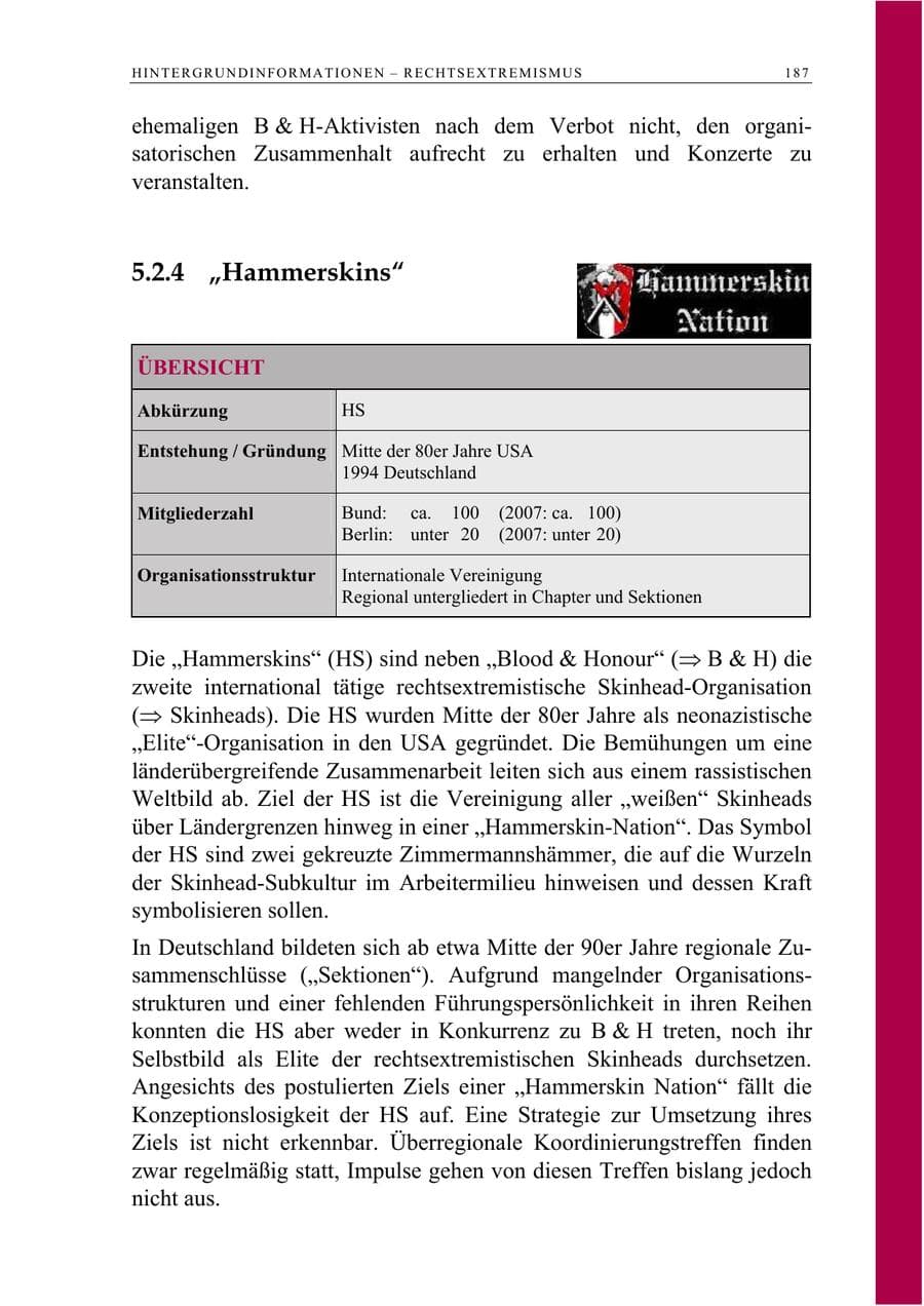Seite 200 des Verfassungsschutzbericht 2008 Berlin