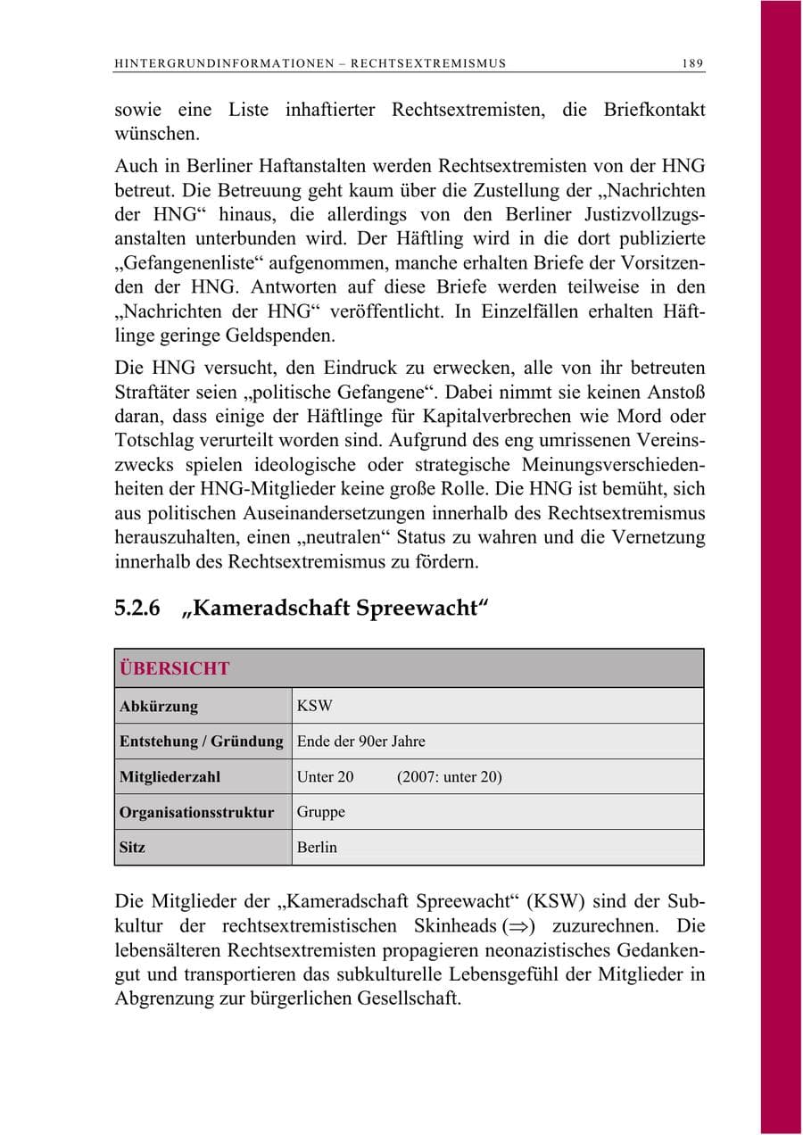Seite 202 des Verfassungsschutzbericht 2008 Berlin