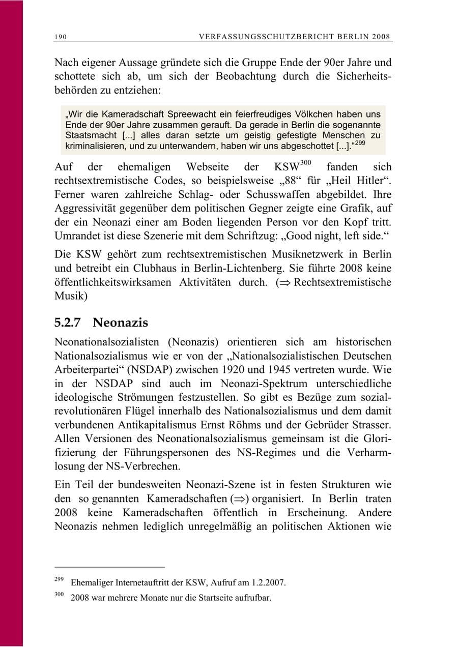 Seite 203 des Verfassungsschutzbericht 2008 Berlin