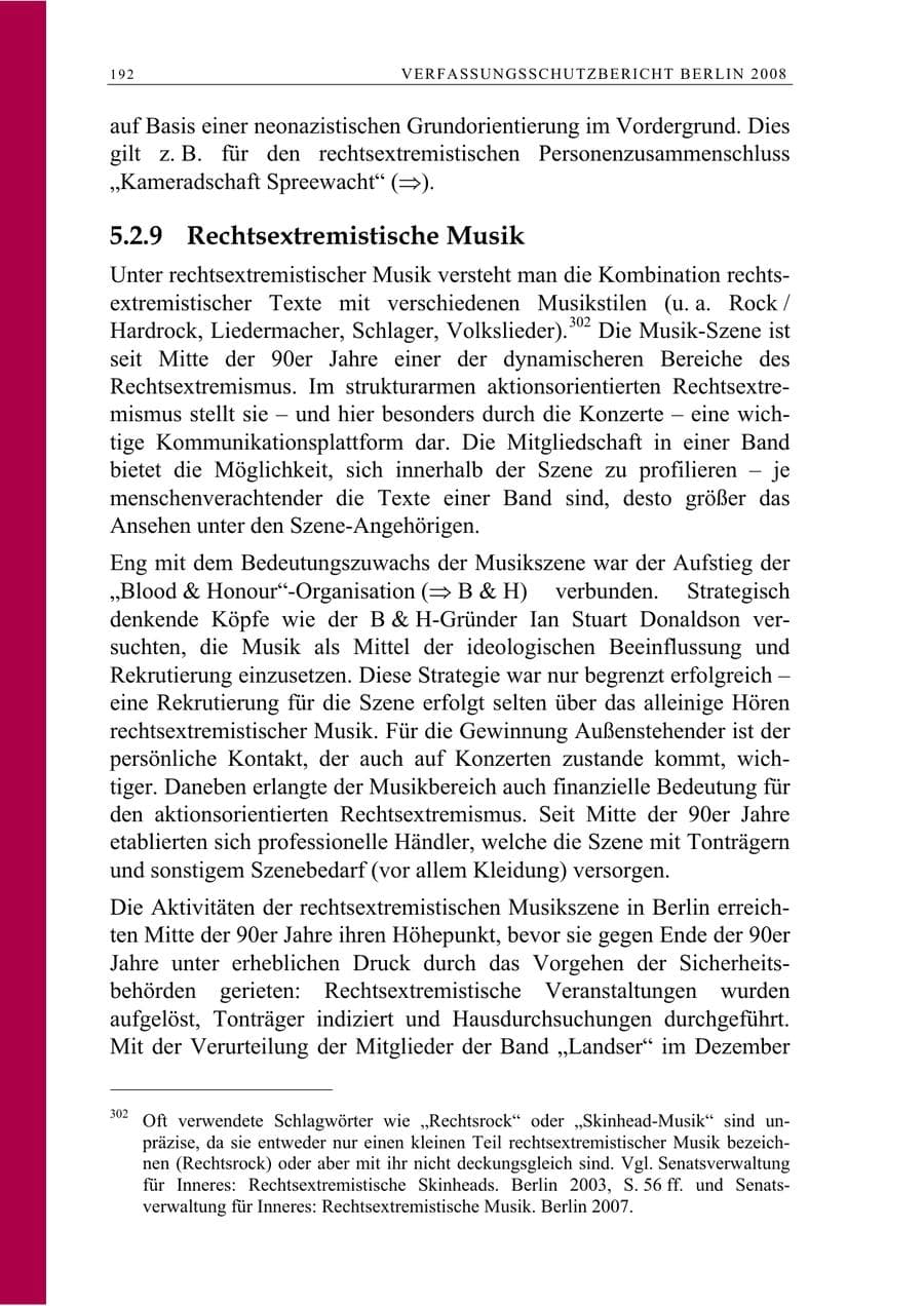 Seite 205 des Verfassungsschutzbericht 2008 Berlin