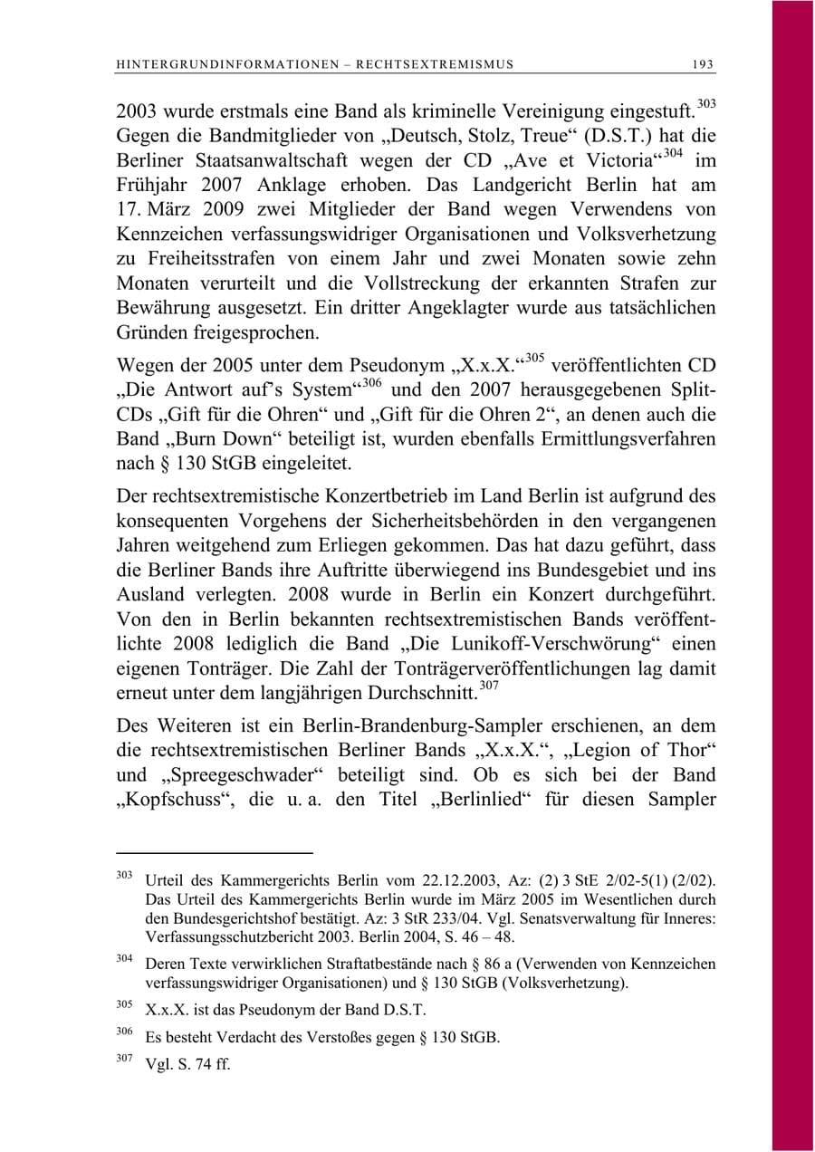 Seite 206 des Verfassungsschutzbericht 2008 Berlin