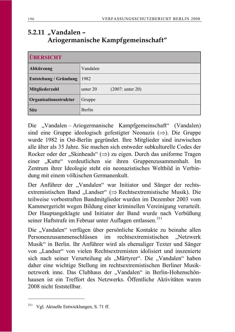 Seite 209 des Verfassungsschutzbericht 2008 Berlin