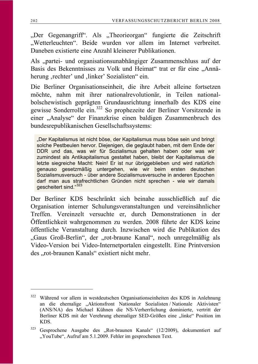 Seite 215 des Verfassungsschutzbericht 2008 Berlin
