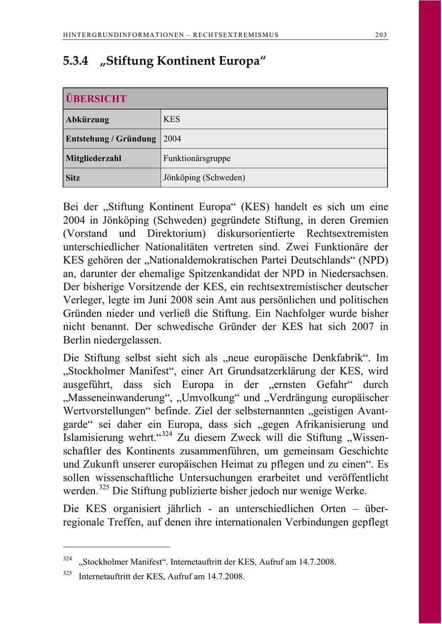 Seite 216 des Verfassungsschutzbericht 2008 Berlin