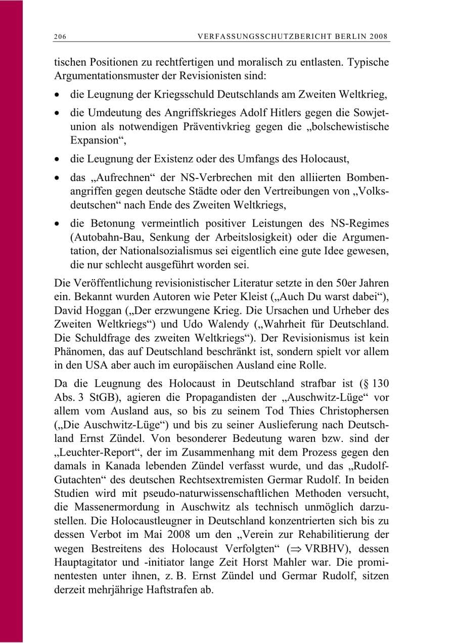 Seite 219 des Verfassungsschutzbericht 2008 Berlin