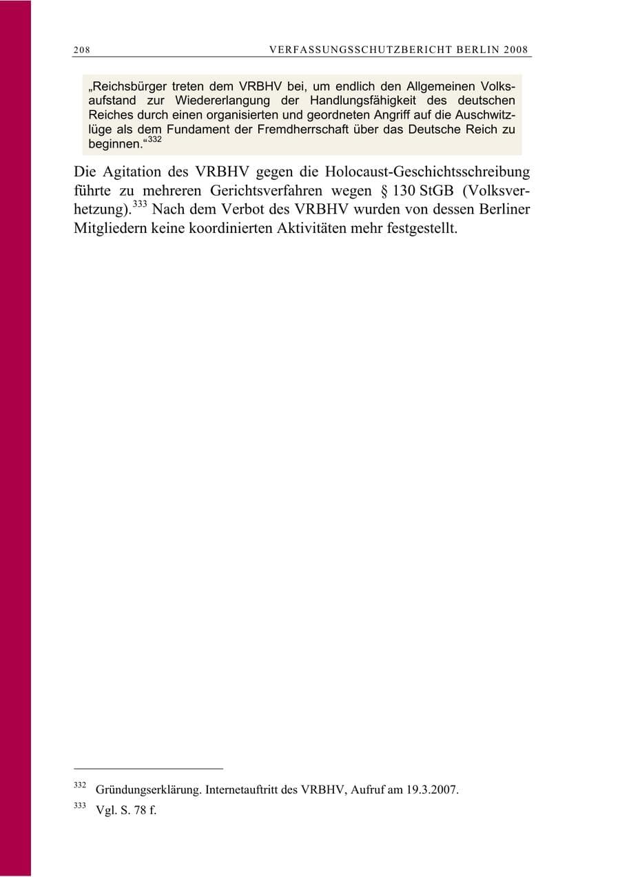 Seite 221 des Verfassungsschutzbericht 2008 Berlin