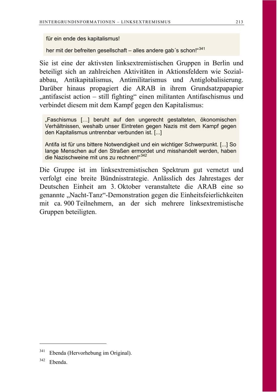 Seite 226 des Verfassungsschutzbericht 2008 Berlin