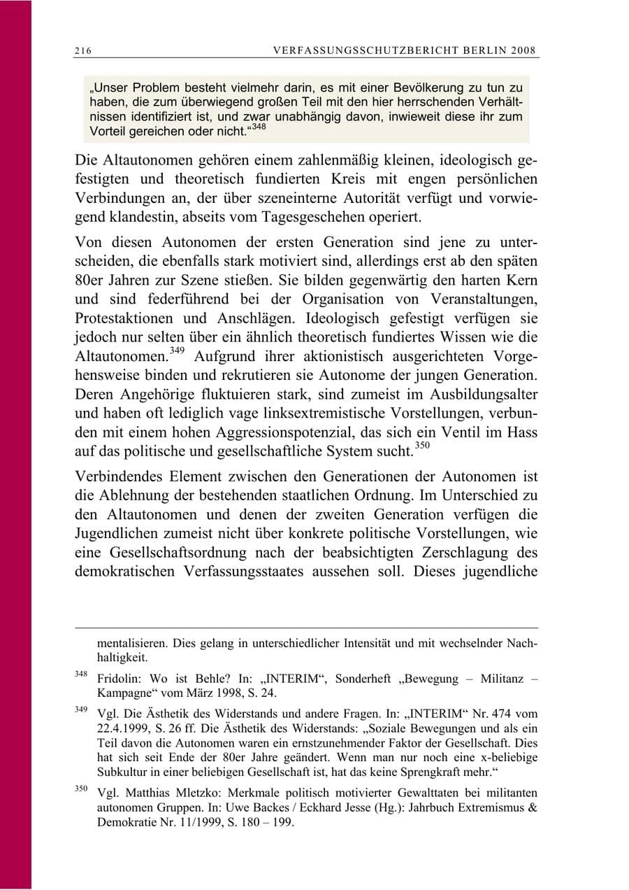 Seite 229 des Verfassungsschutzbericht 2008 Berlin