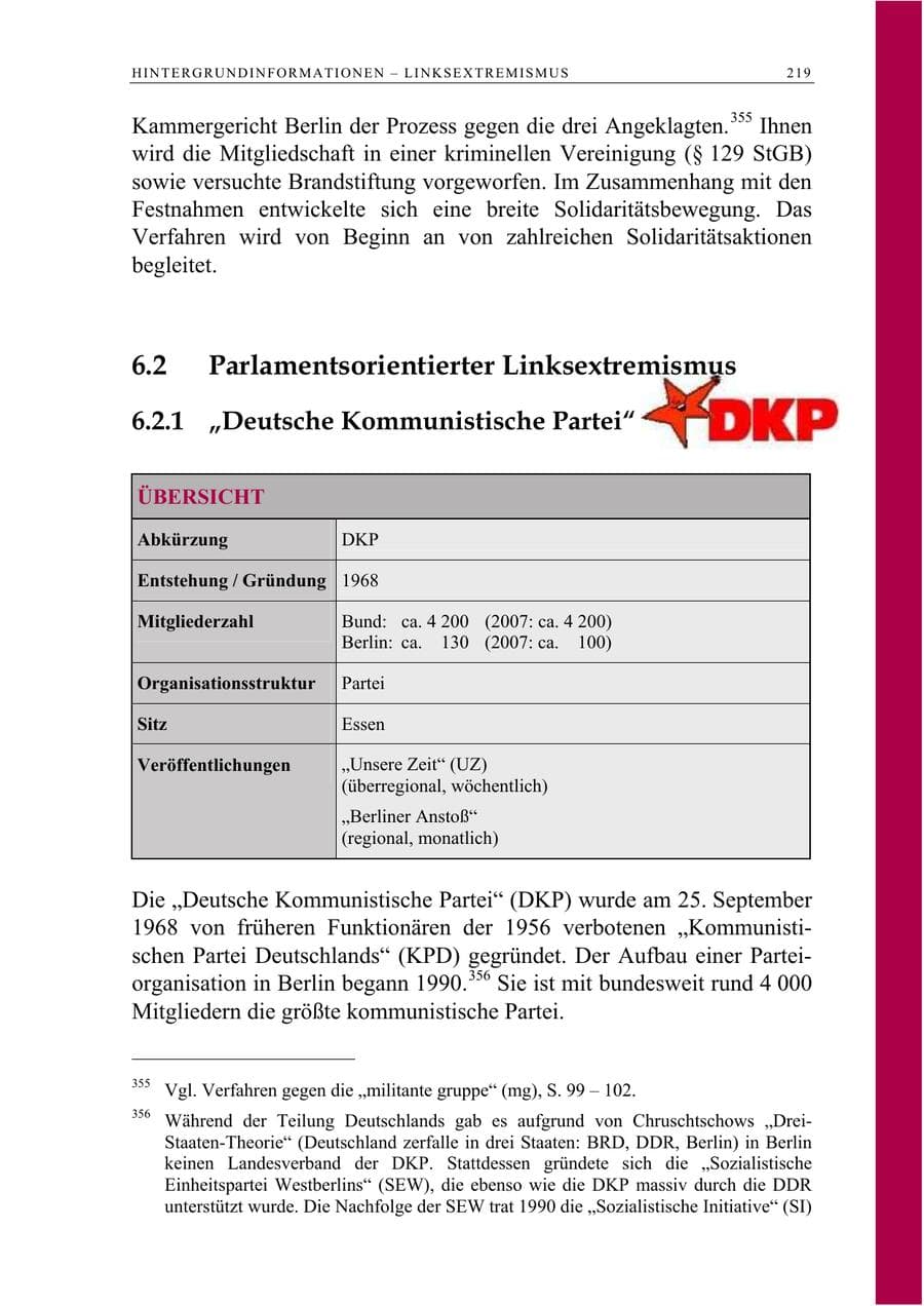 Seite 232 des Verfassungsschutzbericht 2008 Berlin