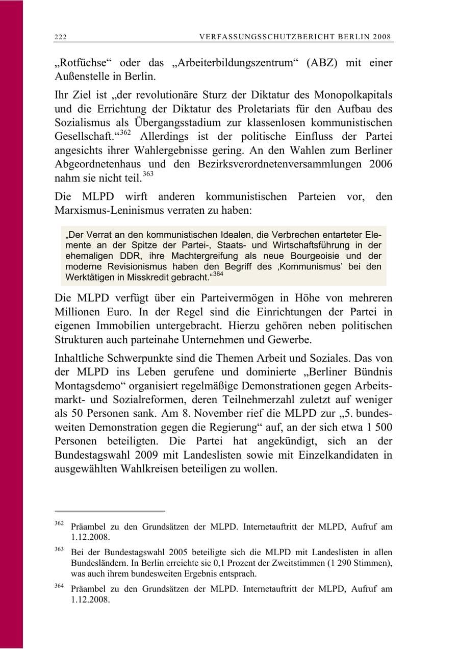 Seite 235 des Verfassungsschutzbericht 2008 Berlin