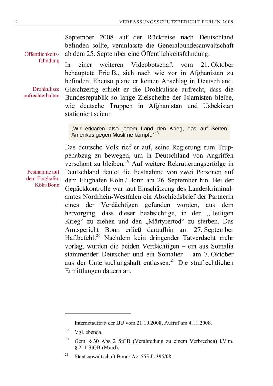 Seite 25 des Verfassungsschutzbericht 2008 Berlin
