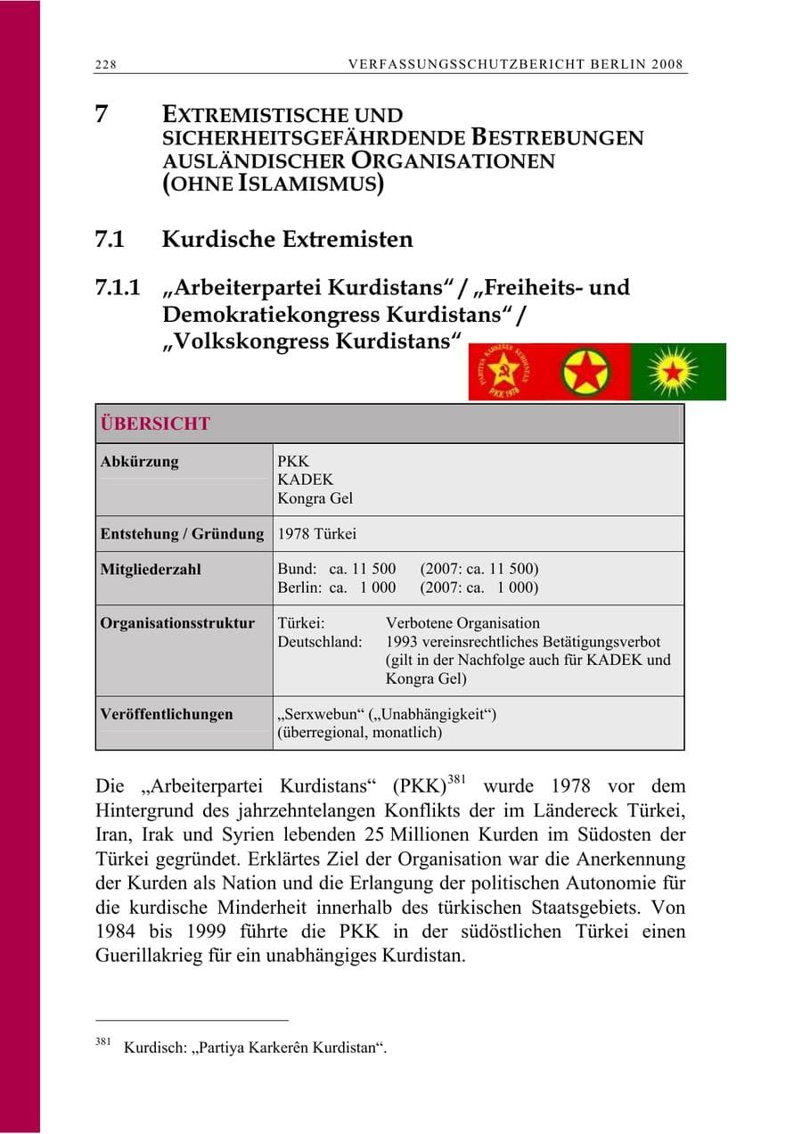 Seite 241 des Verfassungsschutzbericht 2008 Berlin