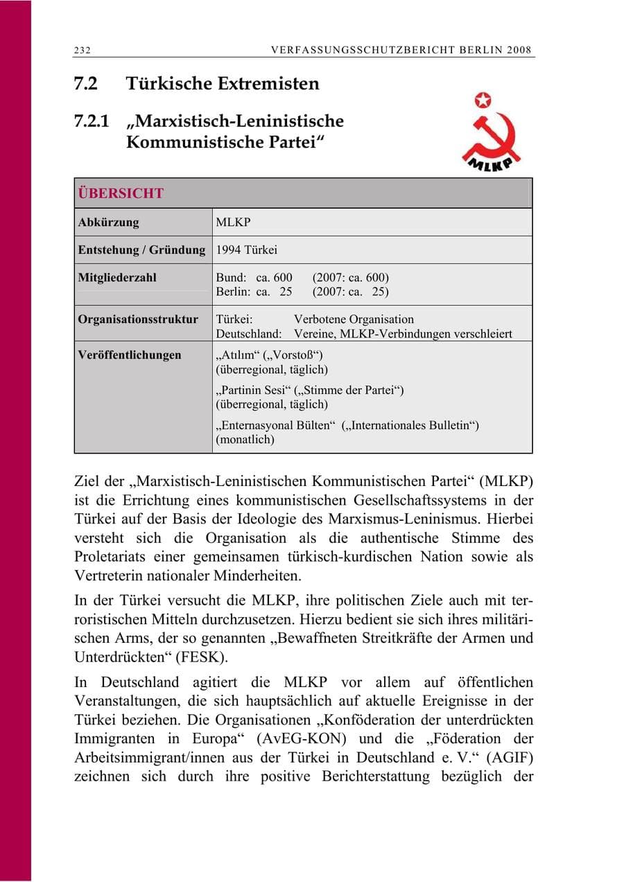 Seite 245 des Verfassungsschutzbericht 2008 Berlin