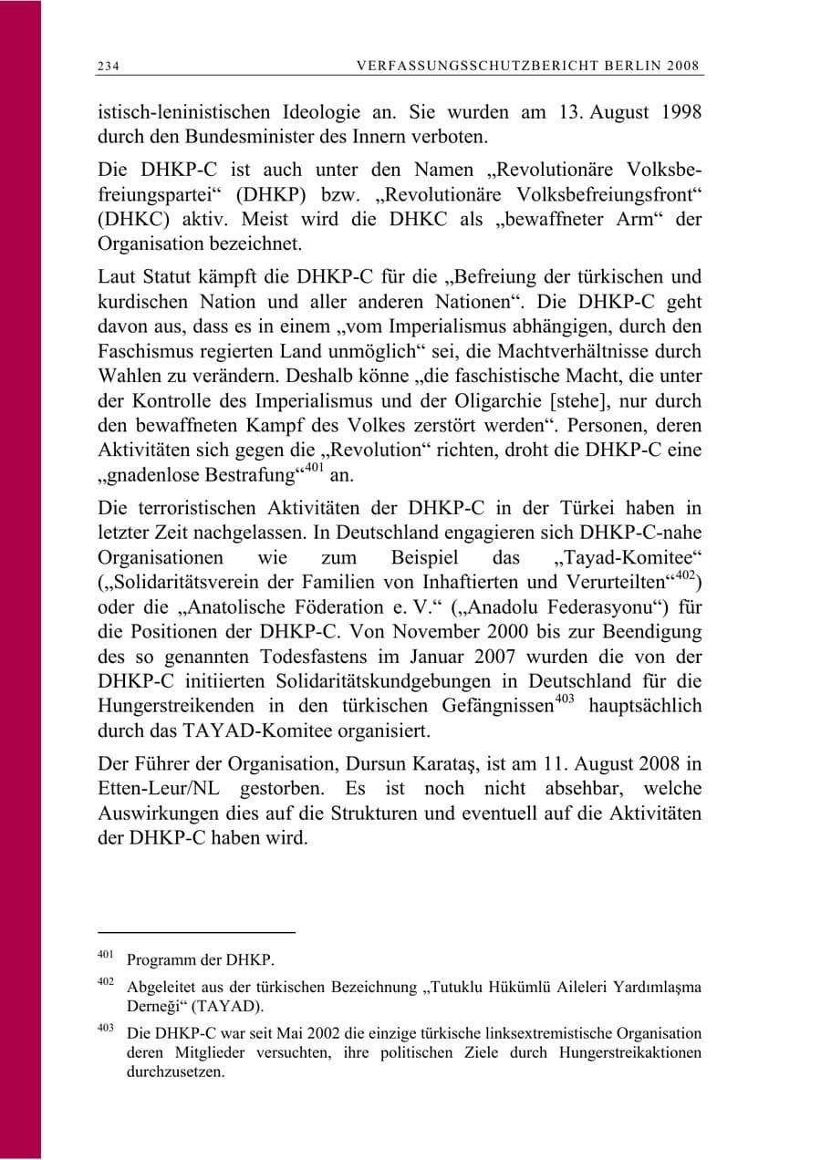 Seite 247 des Verfassungsschutzbericht 2008 Berlin