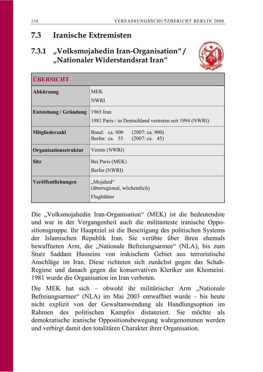 Seite 251 des Verfassungsschutzbericht 2008 Berlin