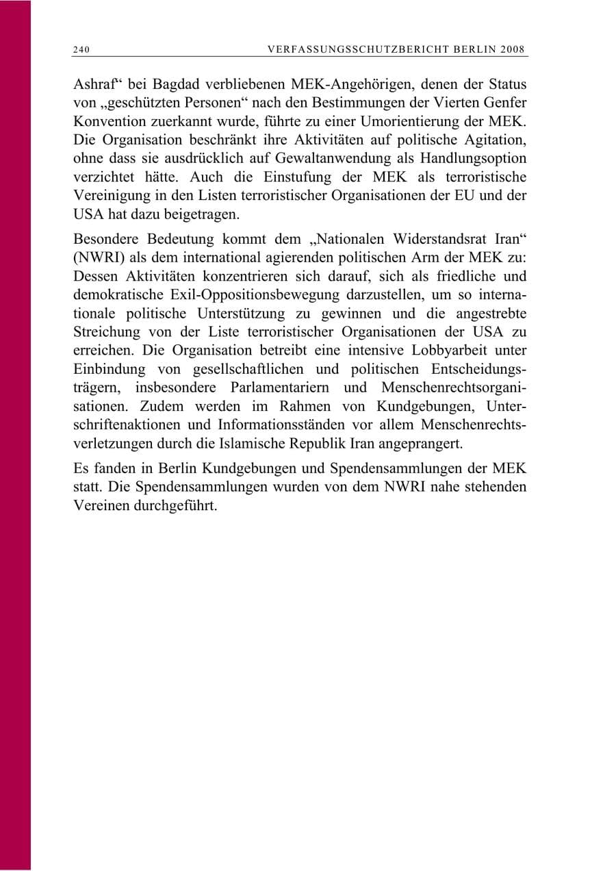 Seite 253 des Verfassungsschutzbericht 2008 Berlin
