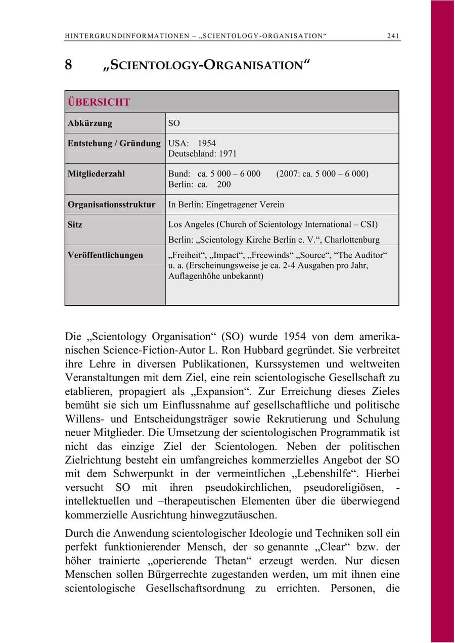 Seite 254 des Verfassungsschutzbericht 2008 Berlin