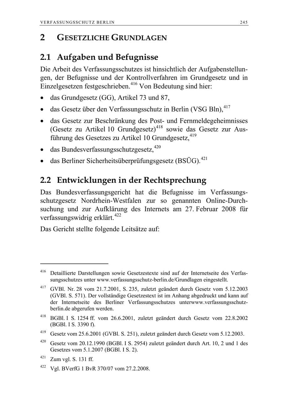 Seite 258 des Verfassungsschutzbericht 2008 Berlin