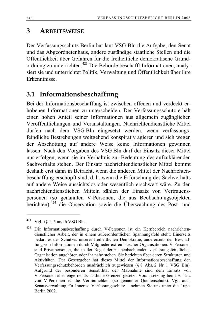 Seite 261 des Verfassungsschutzbericht 2008 Berlin