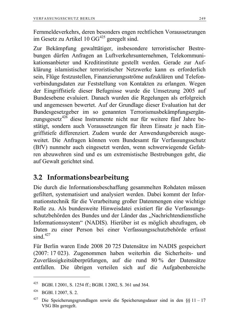 Seite 262 des Verfassungsschutzbericht 2008 Berlin