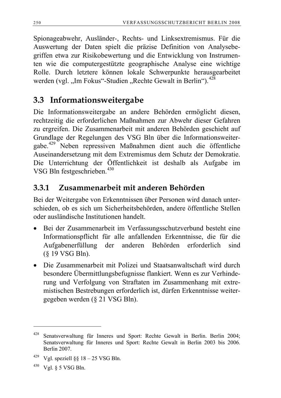 Seite 263 des Verfassungsschutzbericht 2008 Berlin