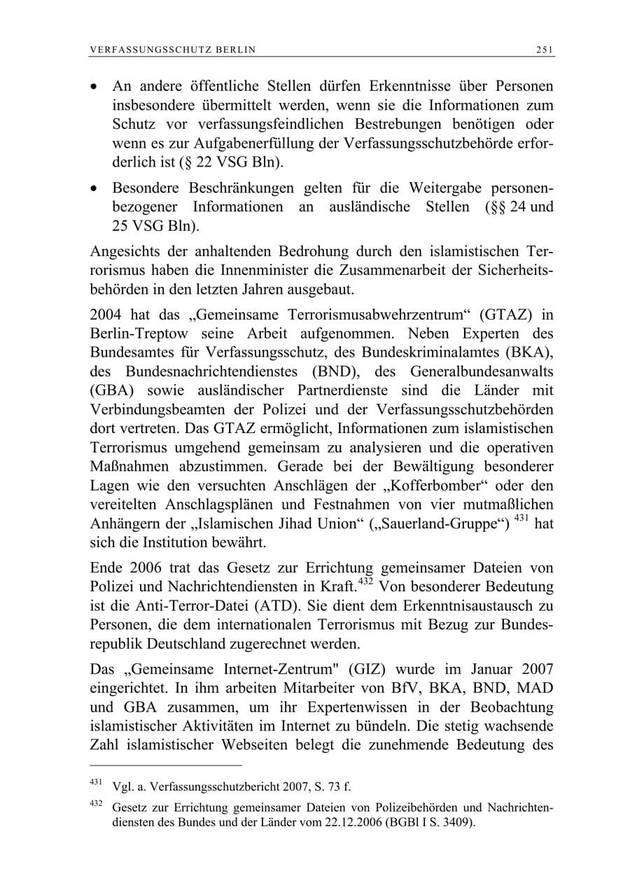 Seite 264 des Verfassungsschutzbericht 2008 Berlin