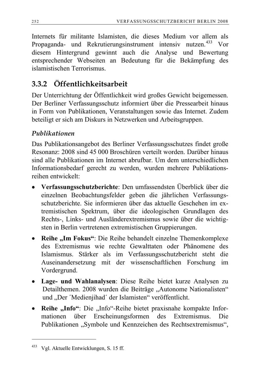 Seite 265 des Verfassungsschutzbericht 2008 Berlin