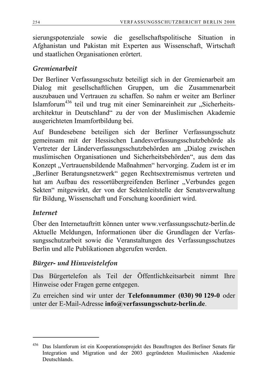 Seite 267 des Verfassungsschutzbericht 2008 Berlin