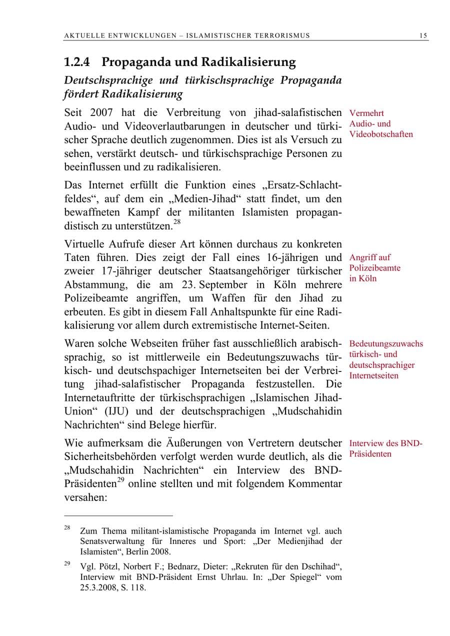 Seite 28 des Verfassungsschutzbericht 2008 Berlin