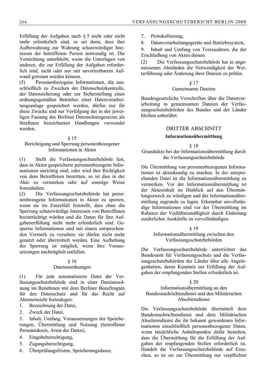 Seite 277 des Verfassungsschutzbericht 2008 Berlin