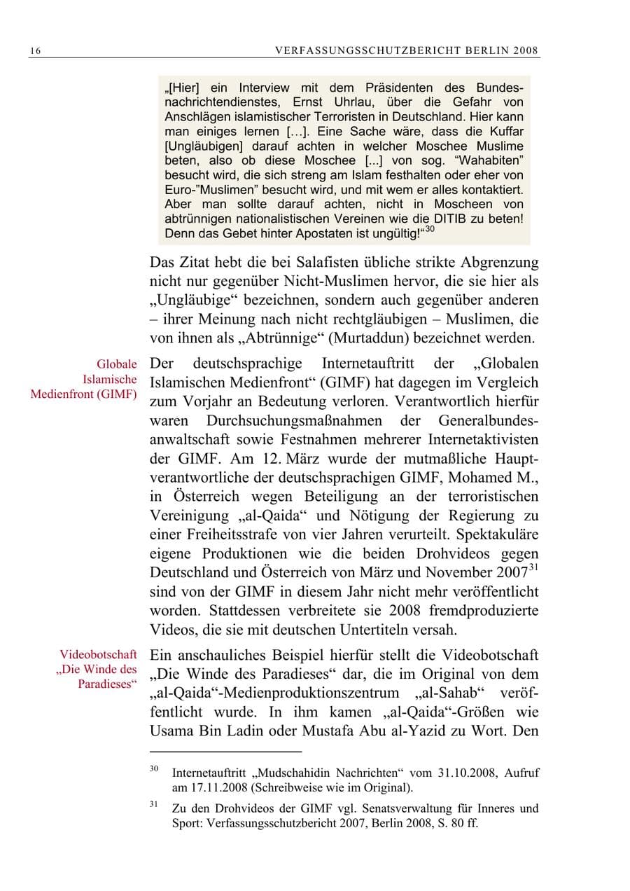Seite 29 des Verfassungsschutzbericht 2008 Berlin
