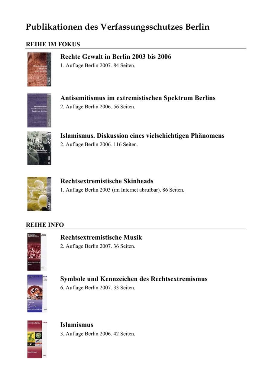 Seite 290 des Verfassungsschutzbericht 2008 Berlin