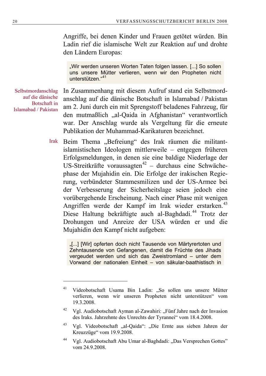 Seite 33 des Verfassungsschutzbericht 2008 Berlin