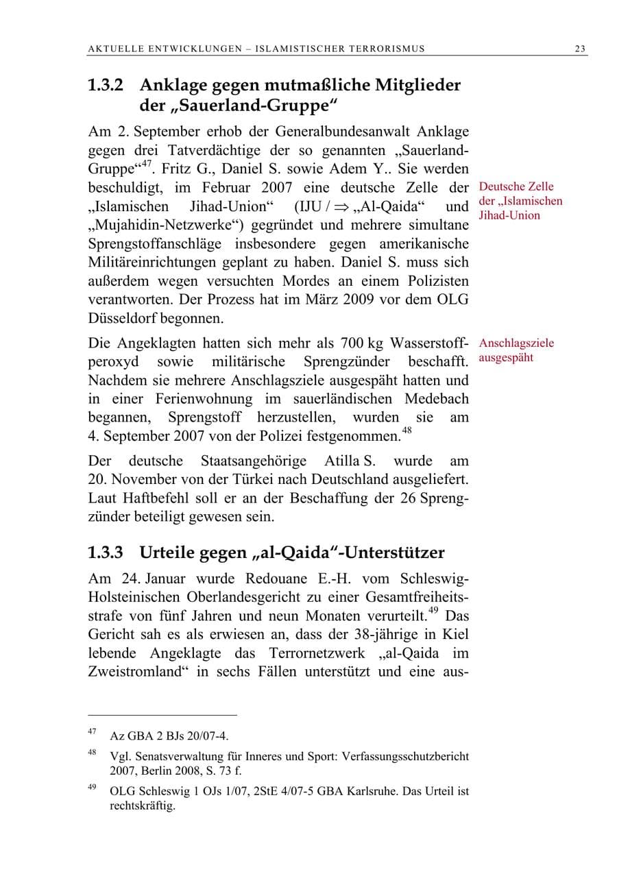 Seite 36 des Verfassungsschutzbericht 2008 Berlin