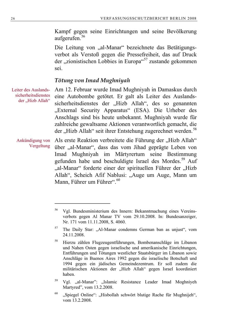 Seite 39 des Verfassungsschutzbericht 2008 Berlin