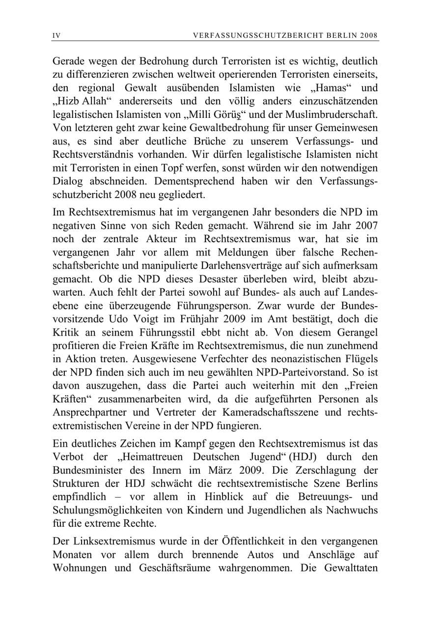 Seite 5 des Verfassungsschutzbericht 2008 Berlin