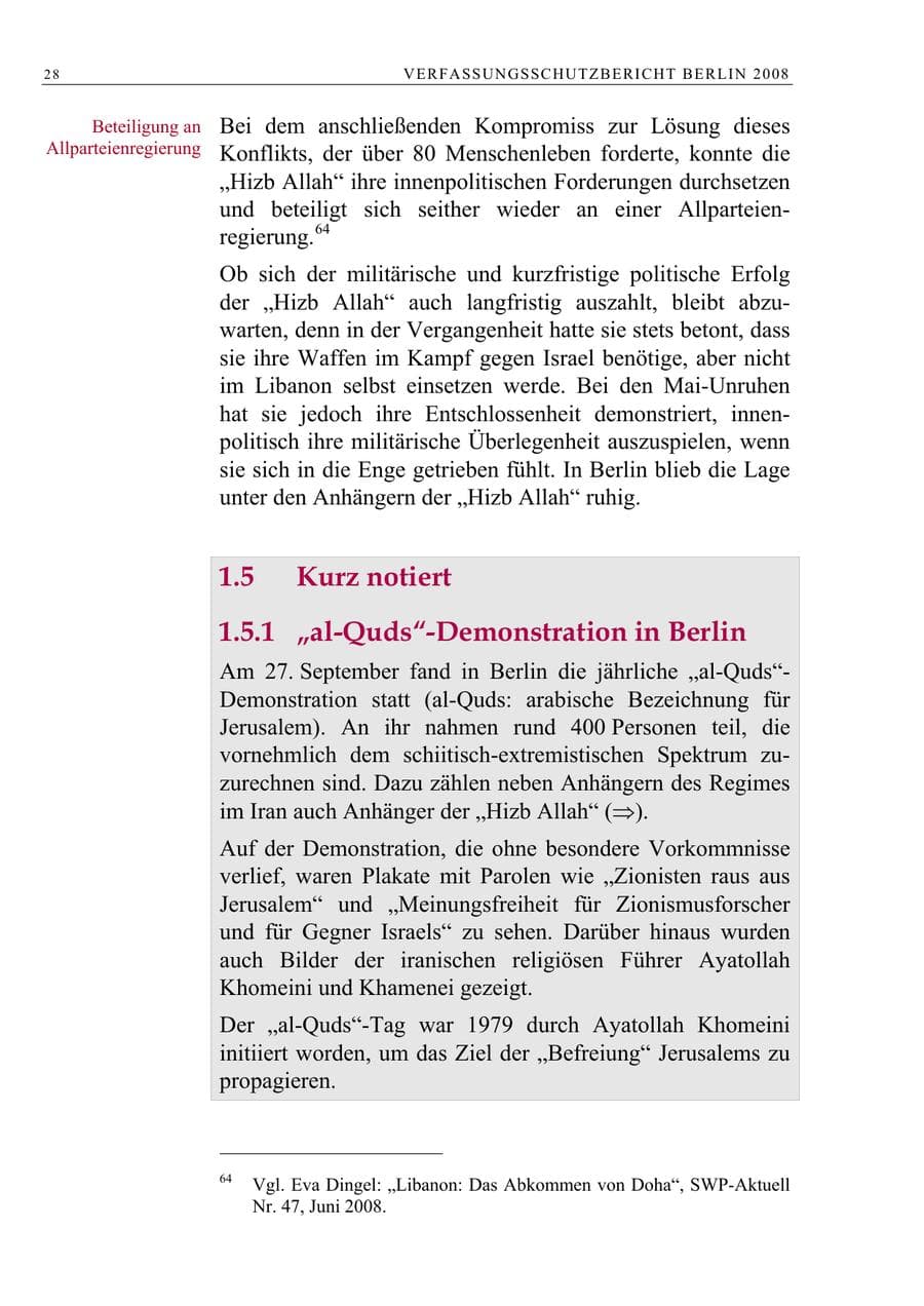 Seite 41 des Verfassungsschutzbericht 2008 Berlin