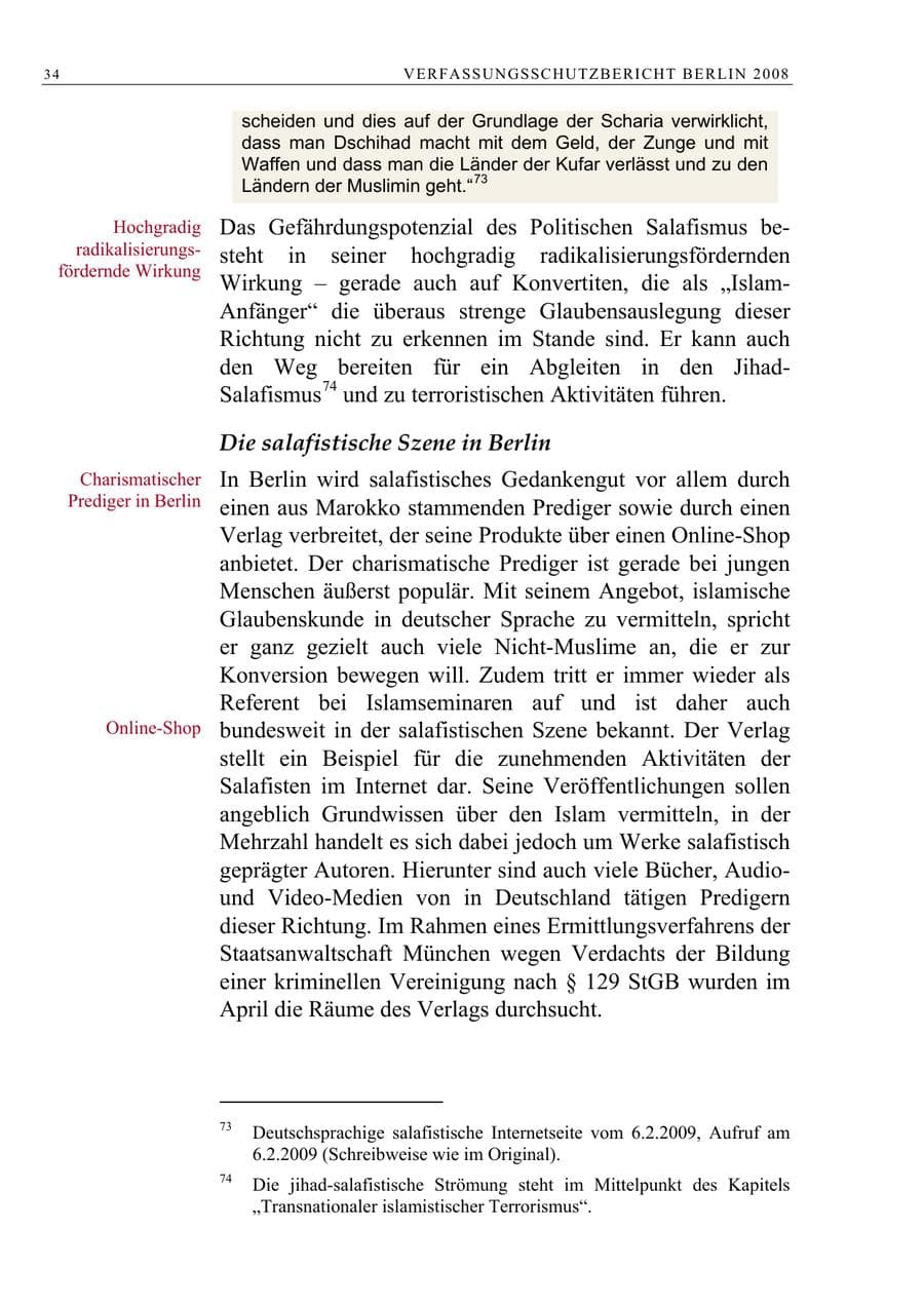 Seite 47 des Verfassungsschutzbericht 2008 Berlin