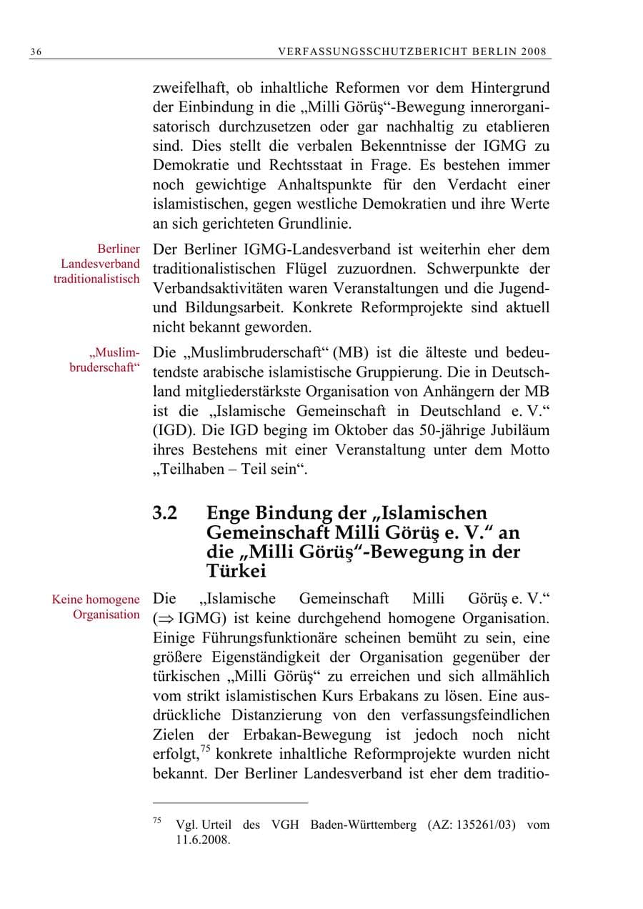 Seite 49 des Verfassungsschutzbericht 2008 Berlin