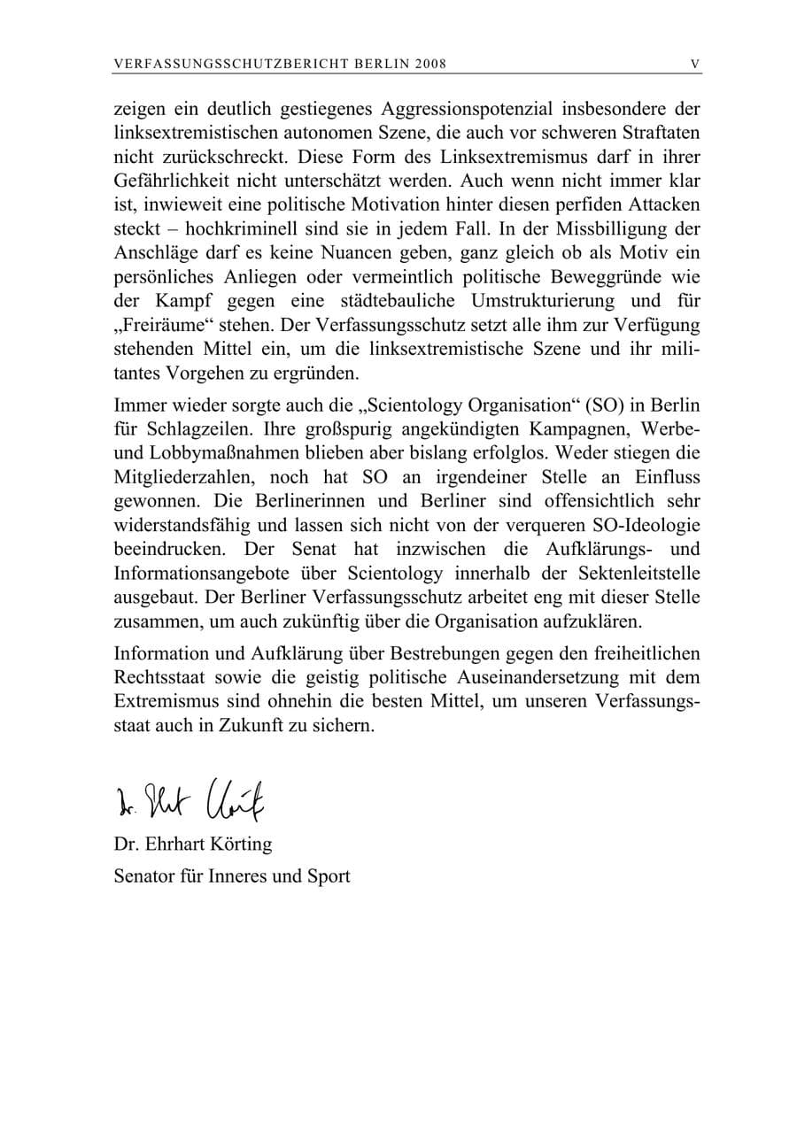 Seite 6 des Verfassungsschutzbericht 2008 Berlin