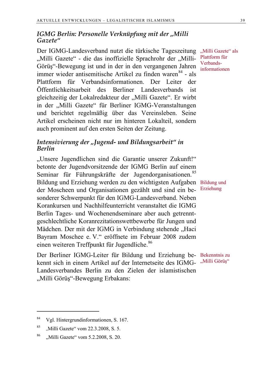 Seite 52 des Verfassungsschutzbericht 2008 Berlin